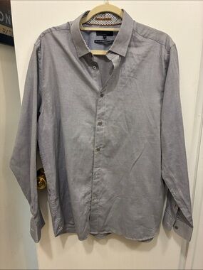 Ted Baker Men's Light Gray Button-Up Dress Shirt Old Money Preppy Heritage